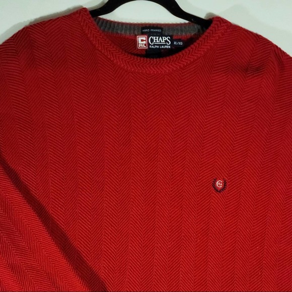 Mens Size XL Chaps Ralph Lauren Knit Red Sweater - Picture 2 of 12